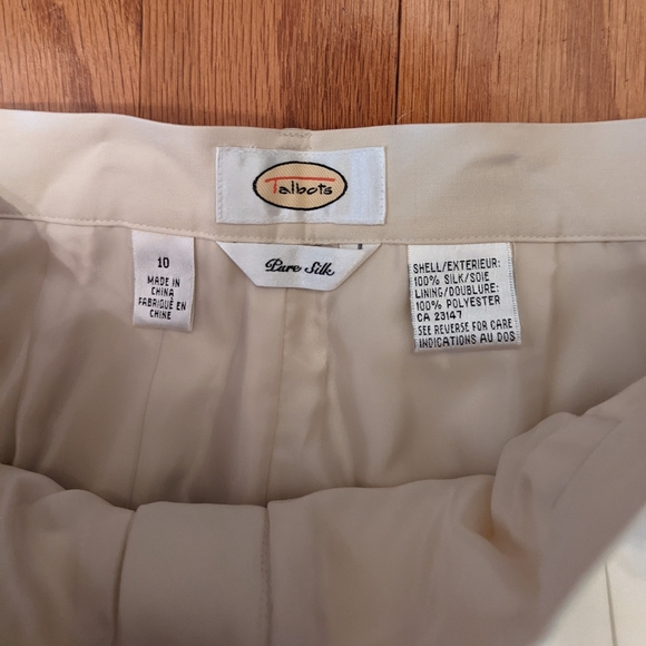 NWT Talbots Woman Pants Pure Silk Beige Dress Pants Fully Lined 10 High Waist - Picture 5 of 6